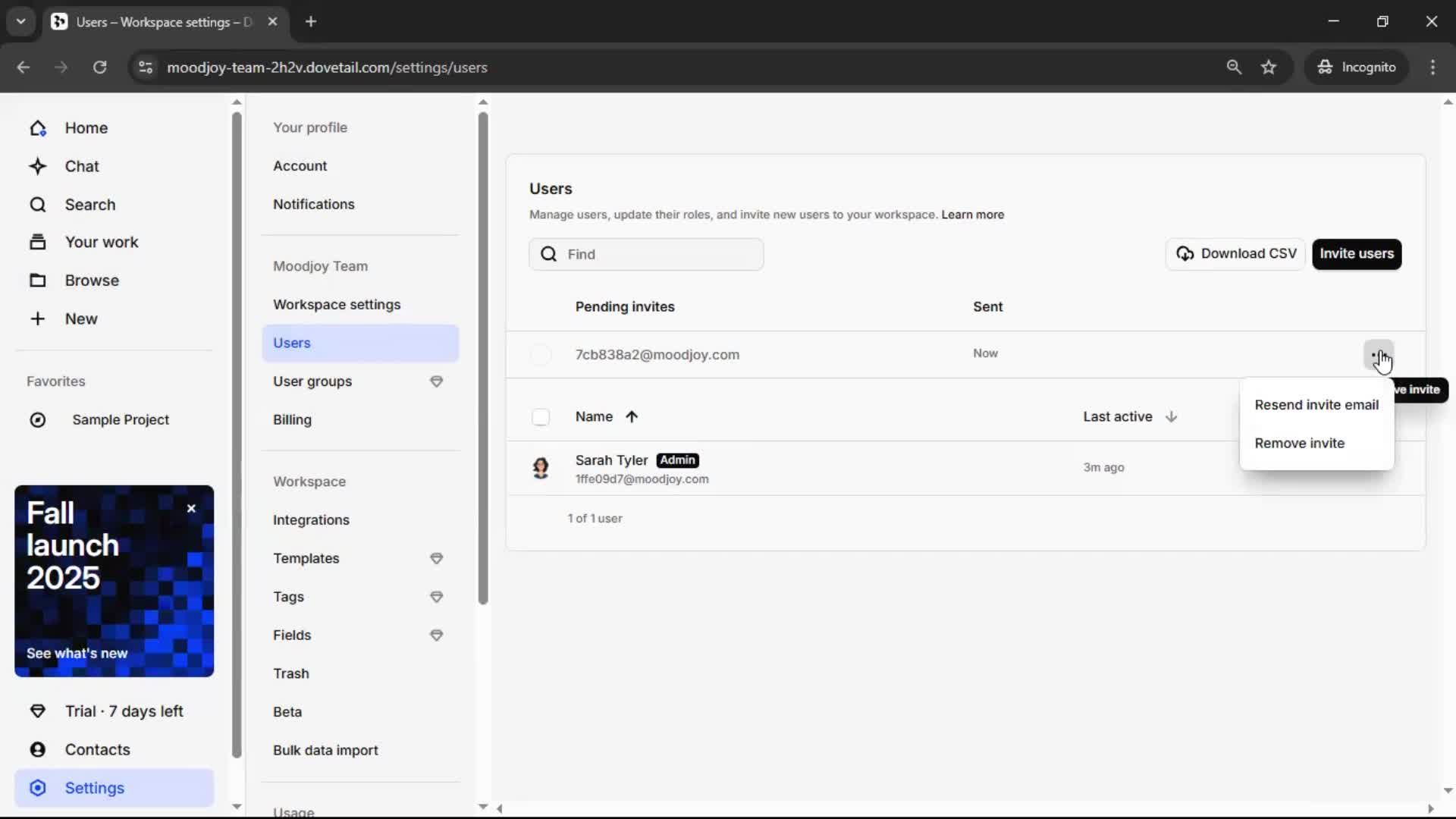 Inviting people screenshot