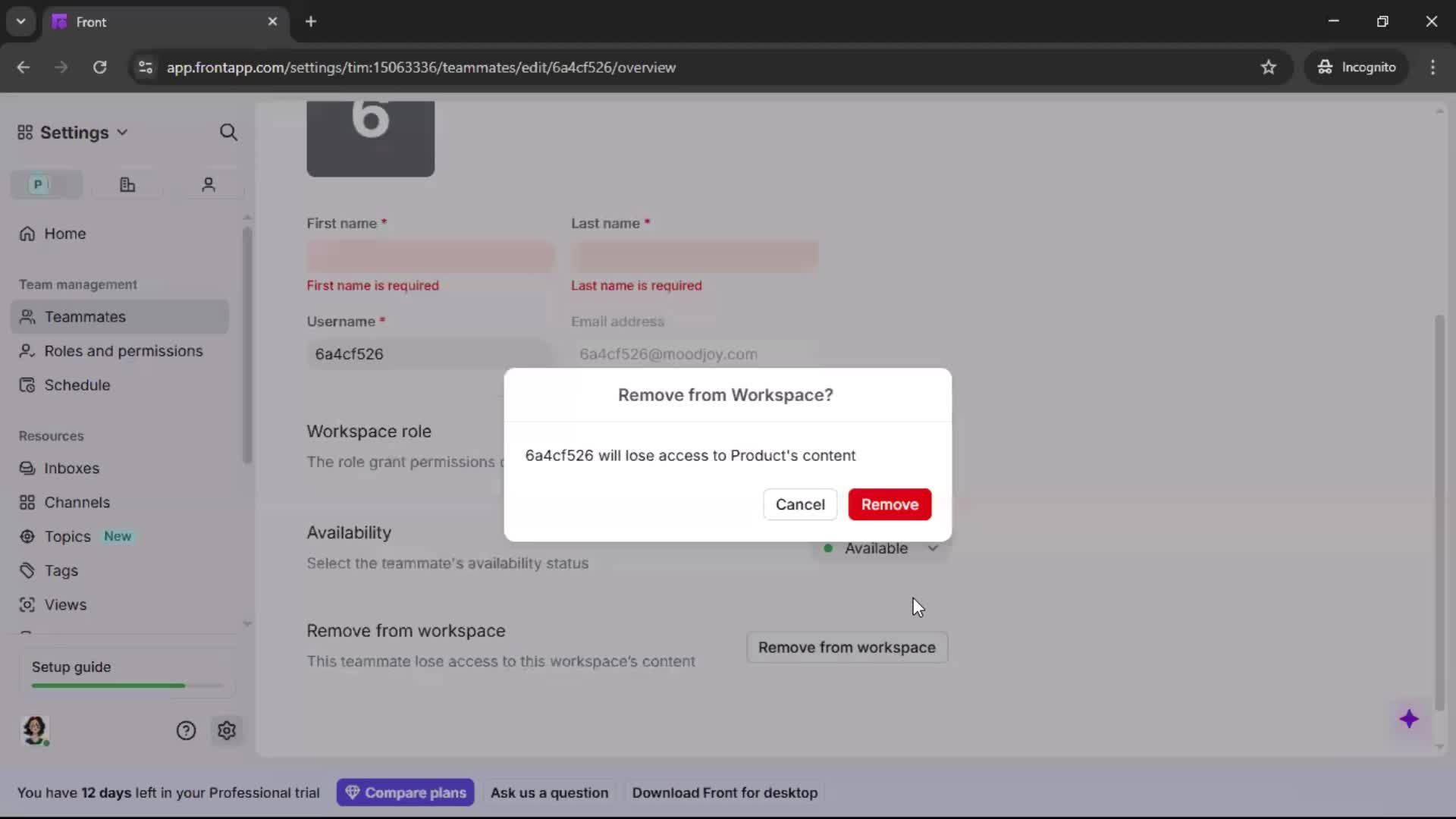 Inviting people screenshot