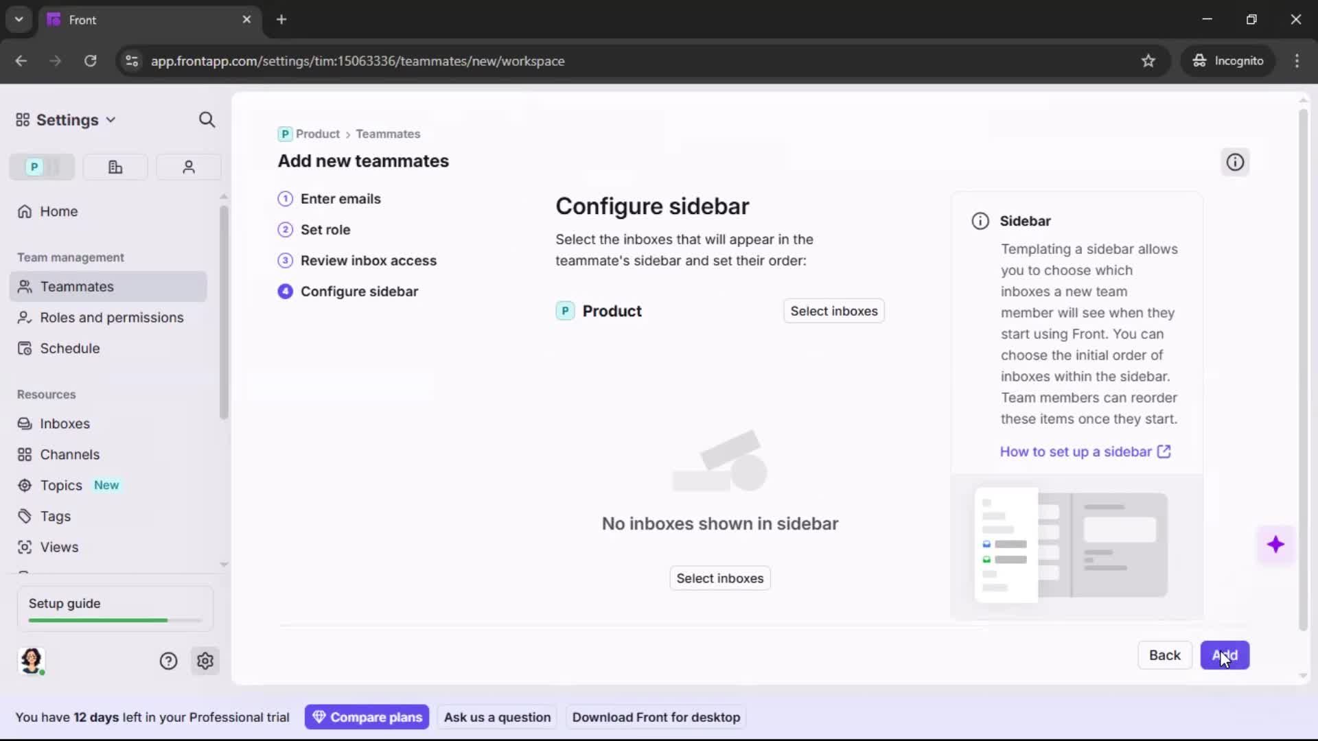 Inviting people screenshot