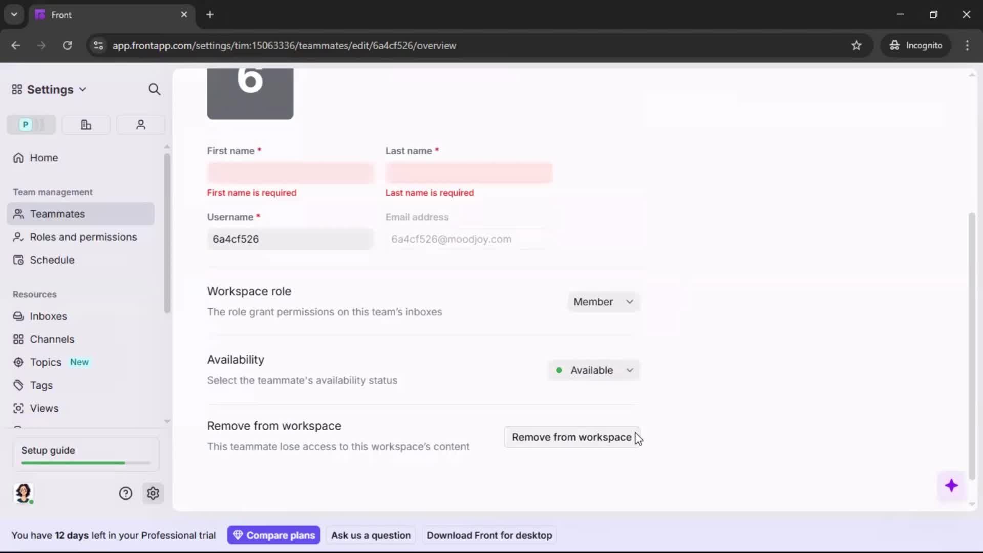 Inviting people screenshot