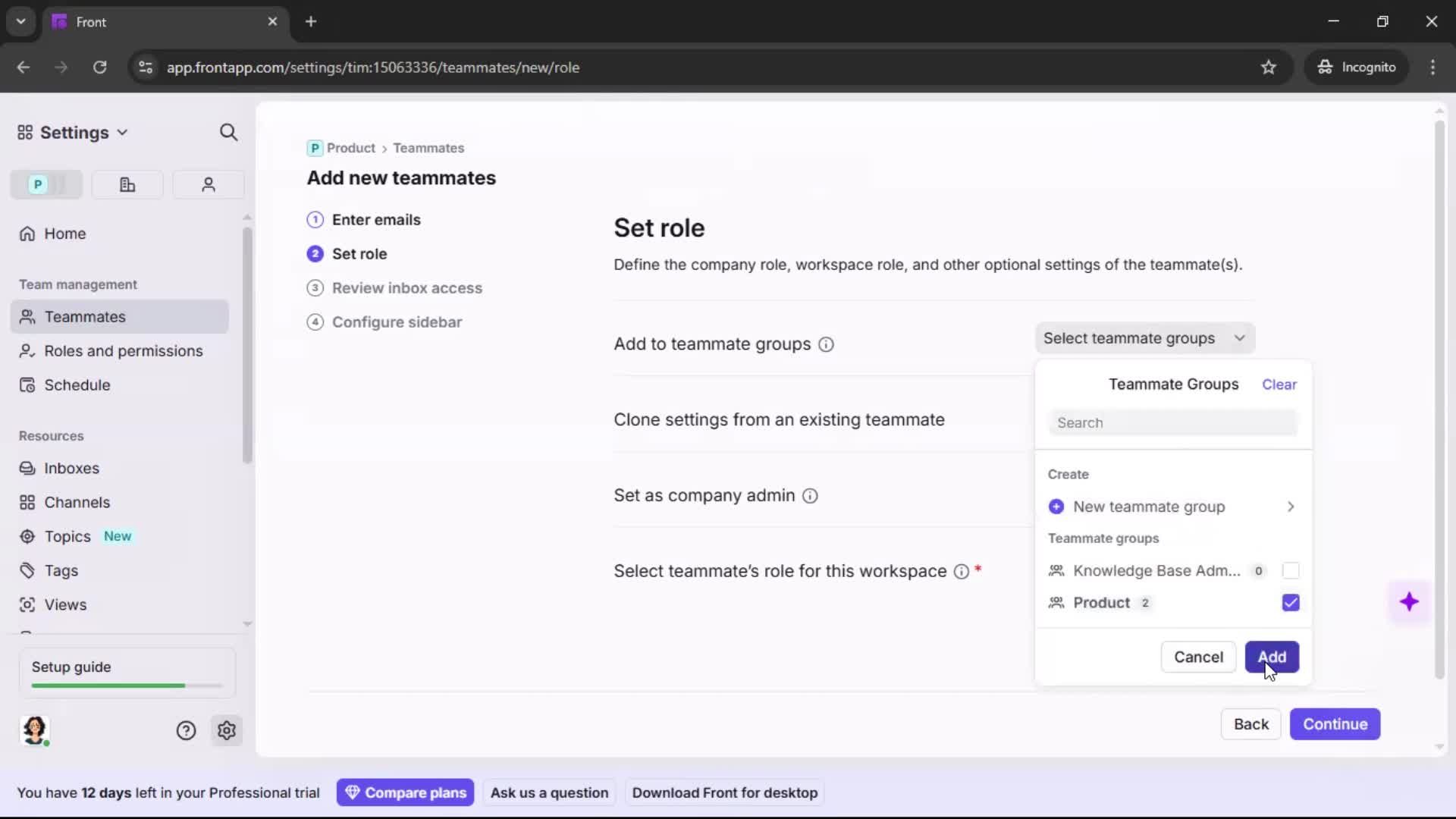 Inviting people screenshot