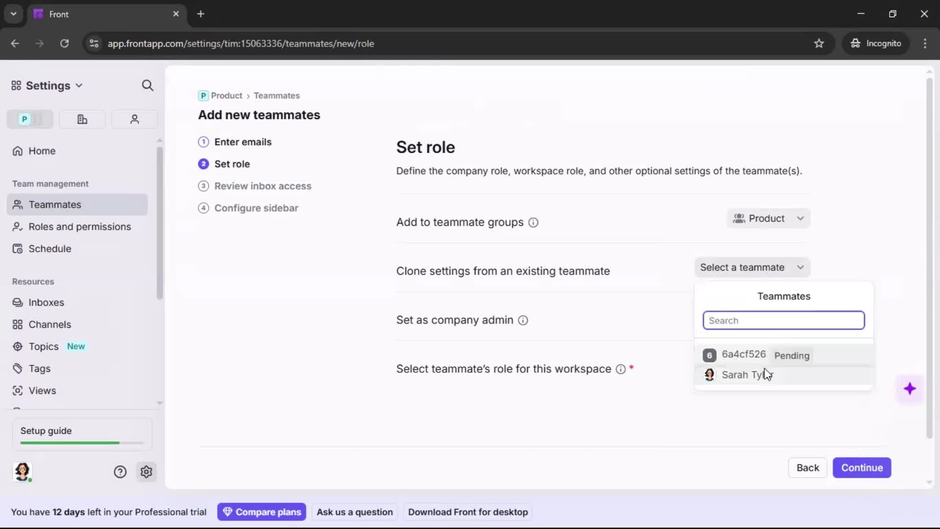 Inviting people screenshot