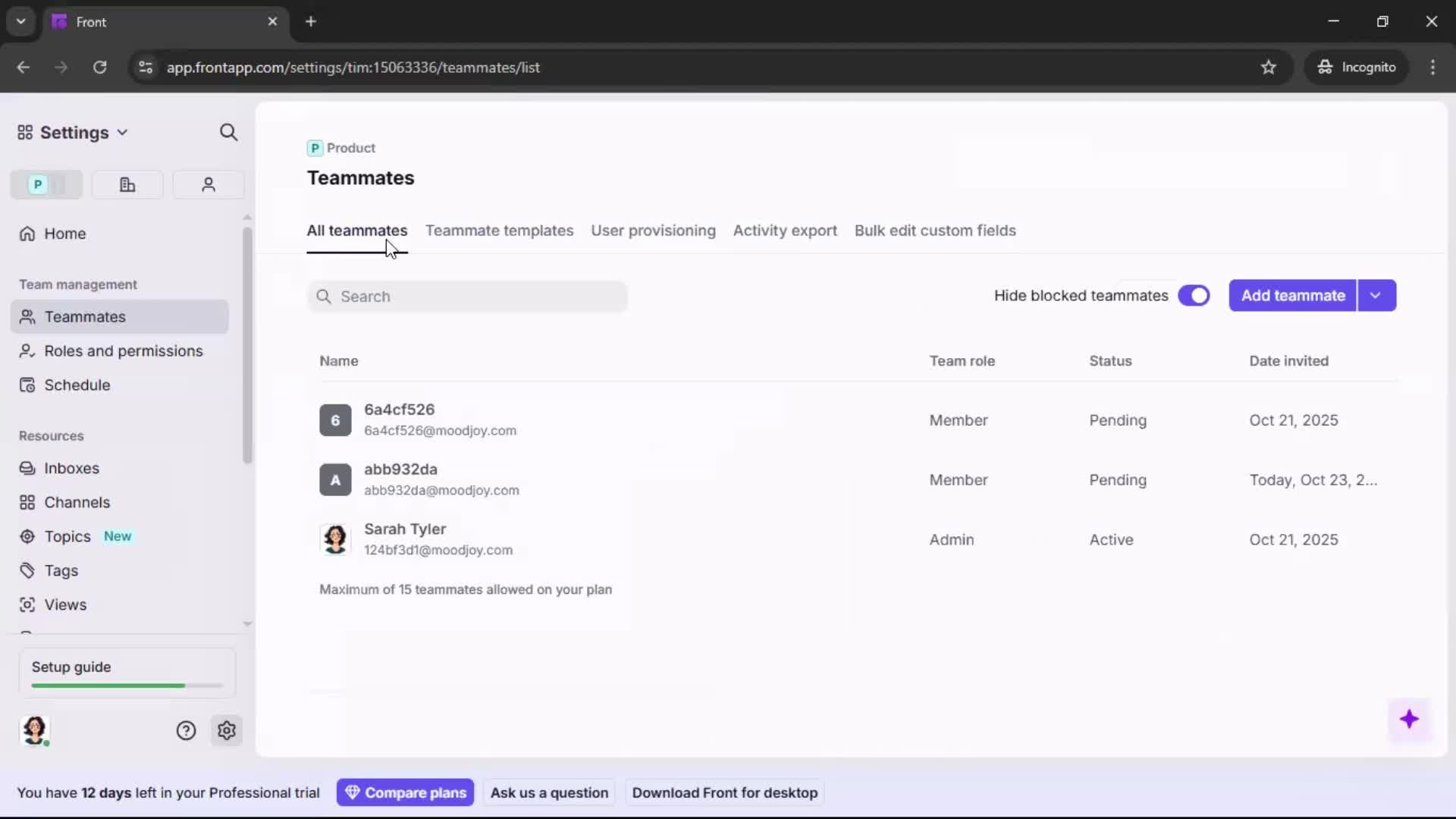 Inviting people screenshot