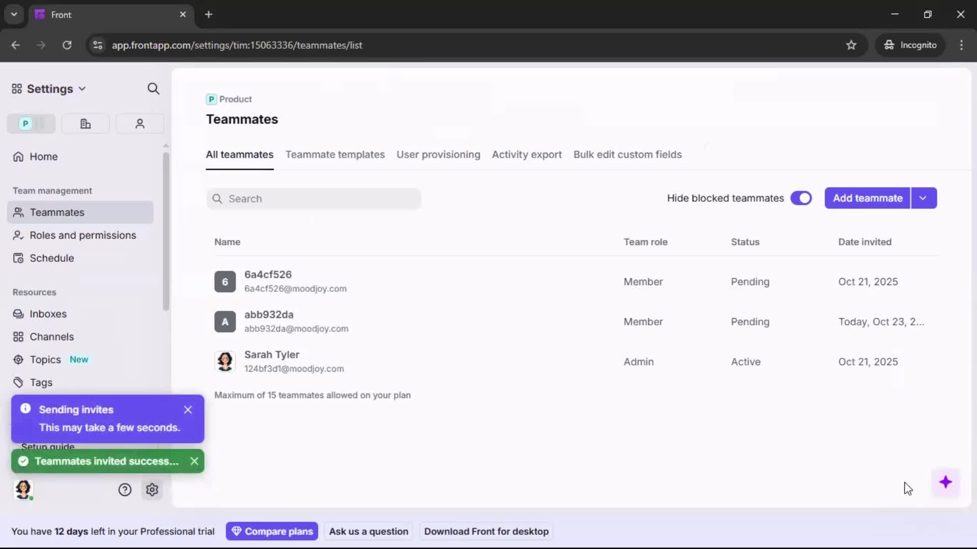 Inviting people screenshot