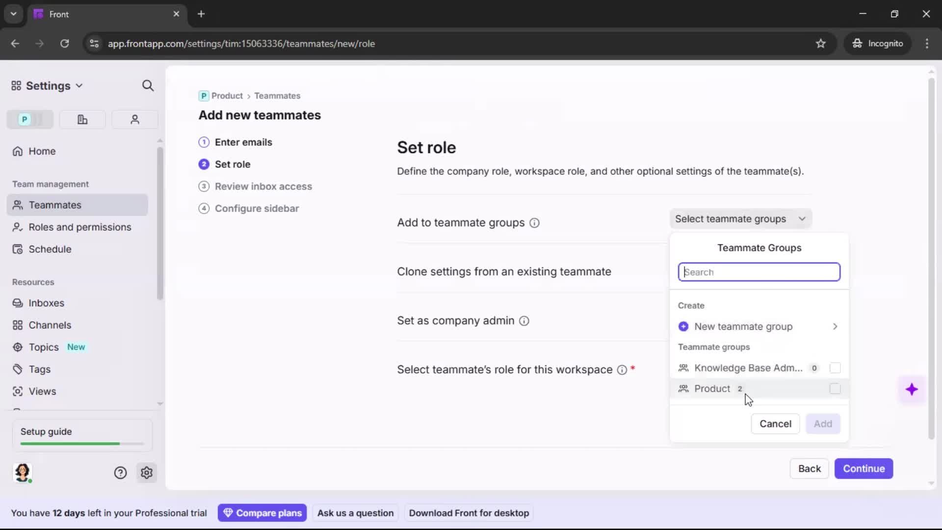 Inviting people screenshot