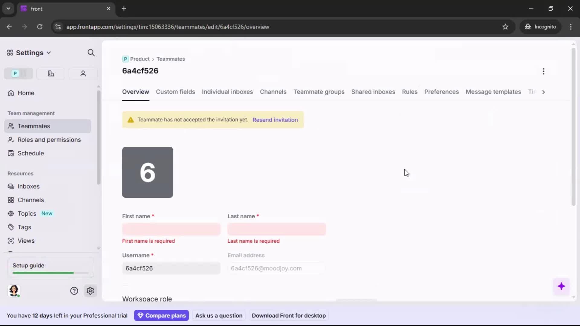 Inviting people screenshot