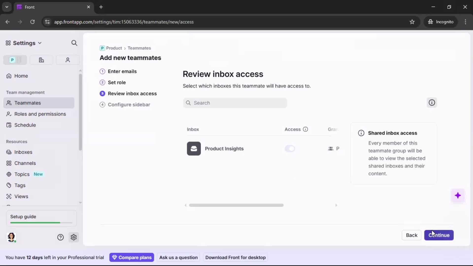 Inviting people screenshot