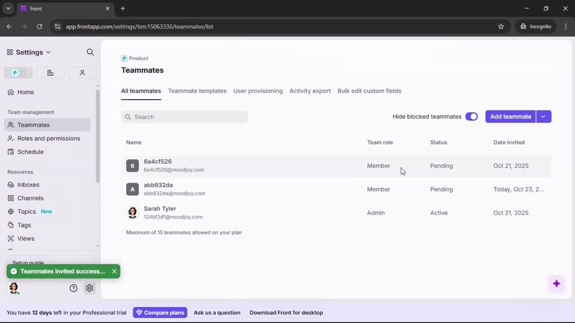Inviting people screenshot