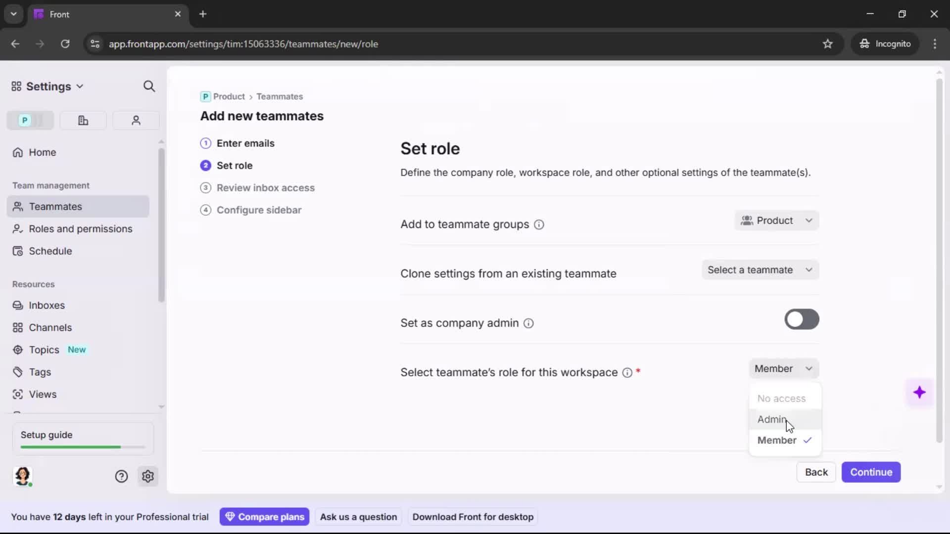 Inviting people screenshot