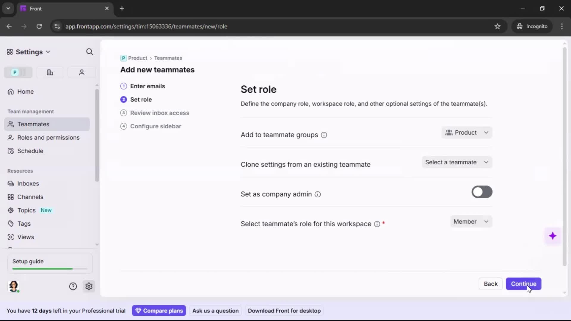 Inviting people screenshot
