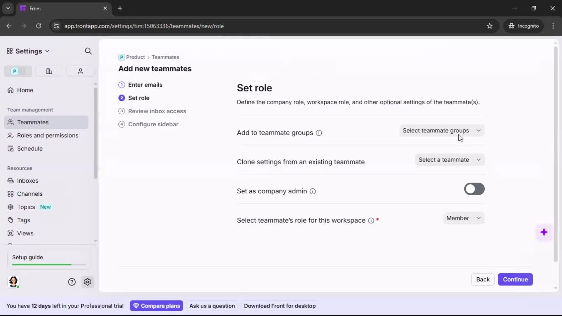 Inviting people screenshot