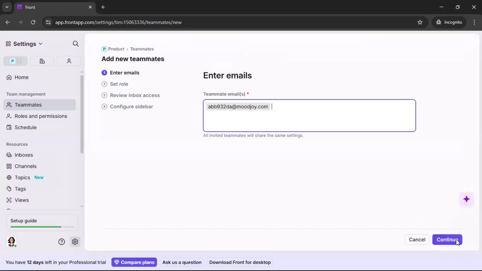 Inviting people screenshot