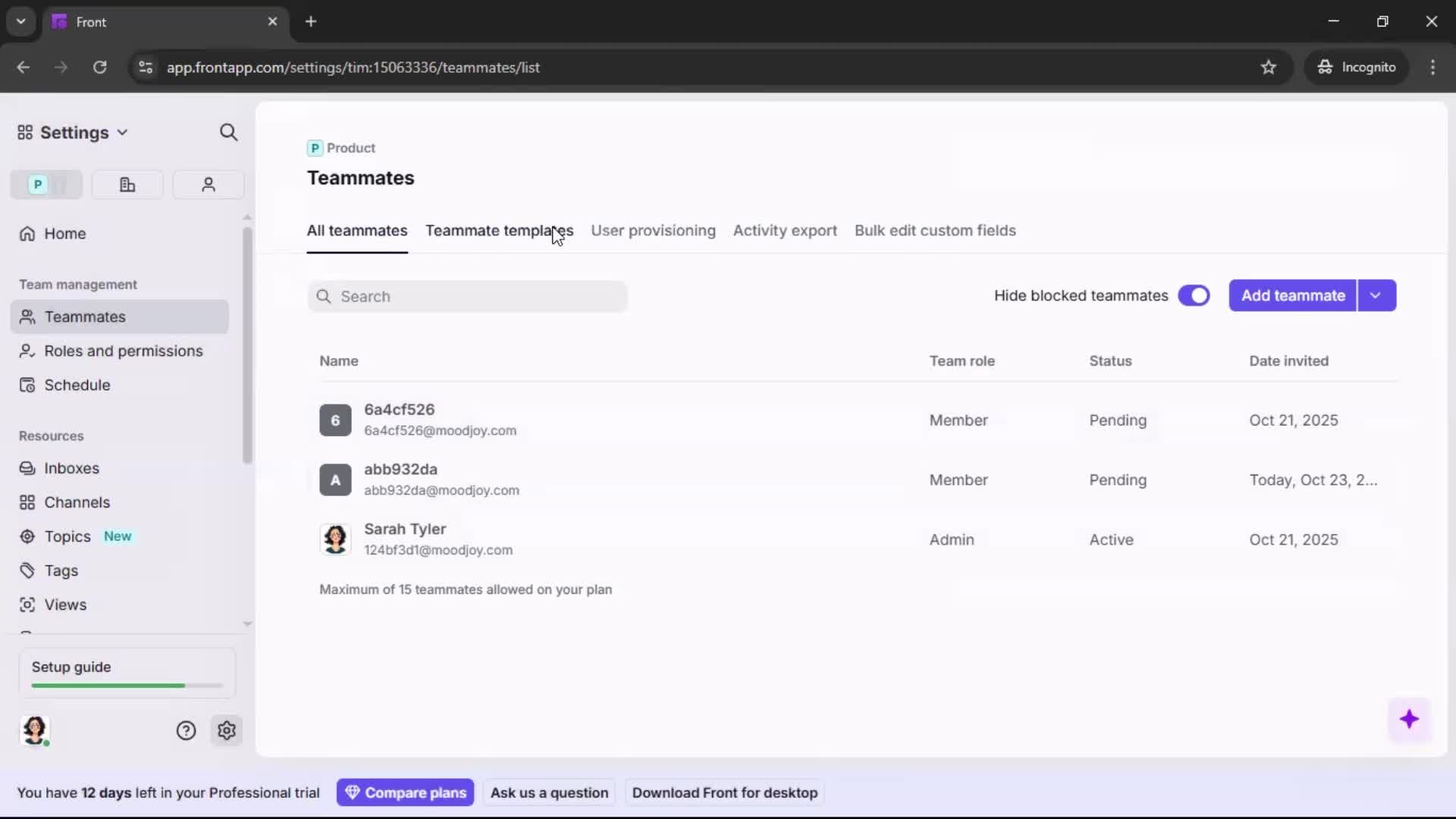 Inviting people screenshot