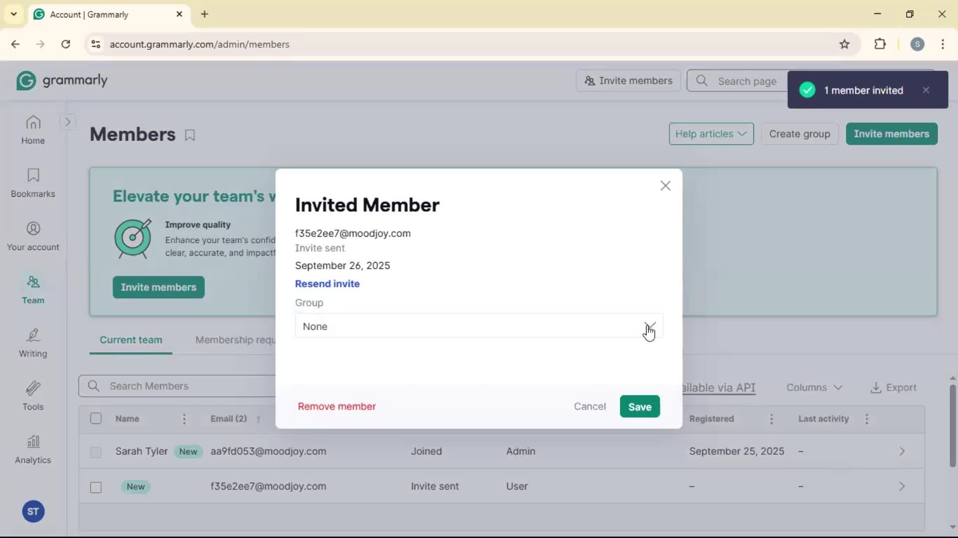 Inviting people screenshot