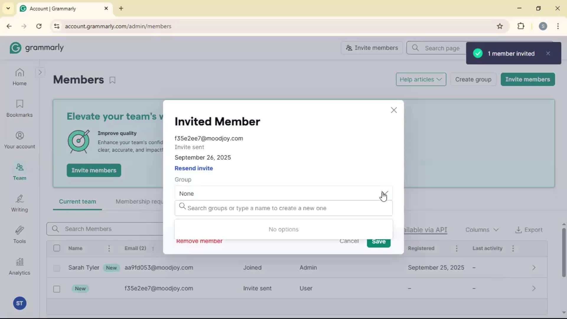 Inviting people screenshot