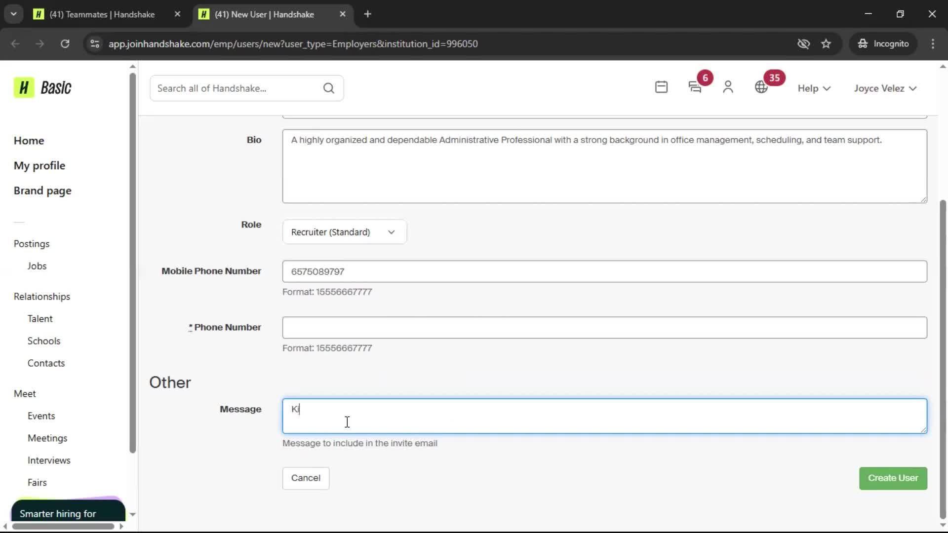 Inviting people screenshot