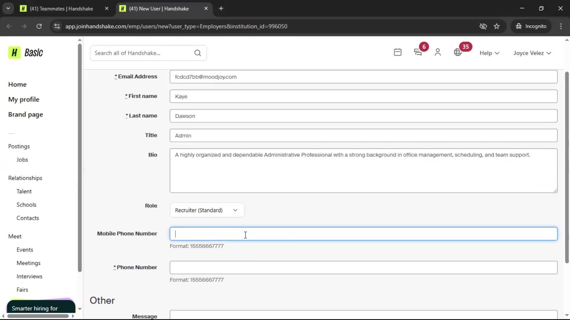 Inviting people screenshot
