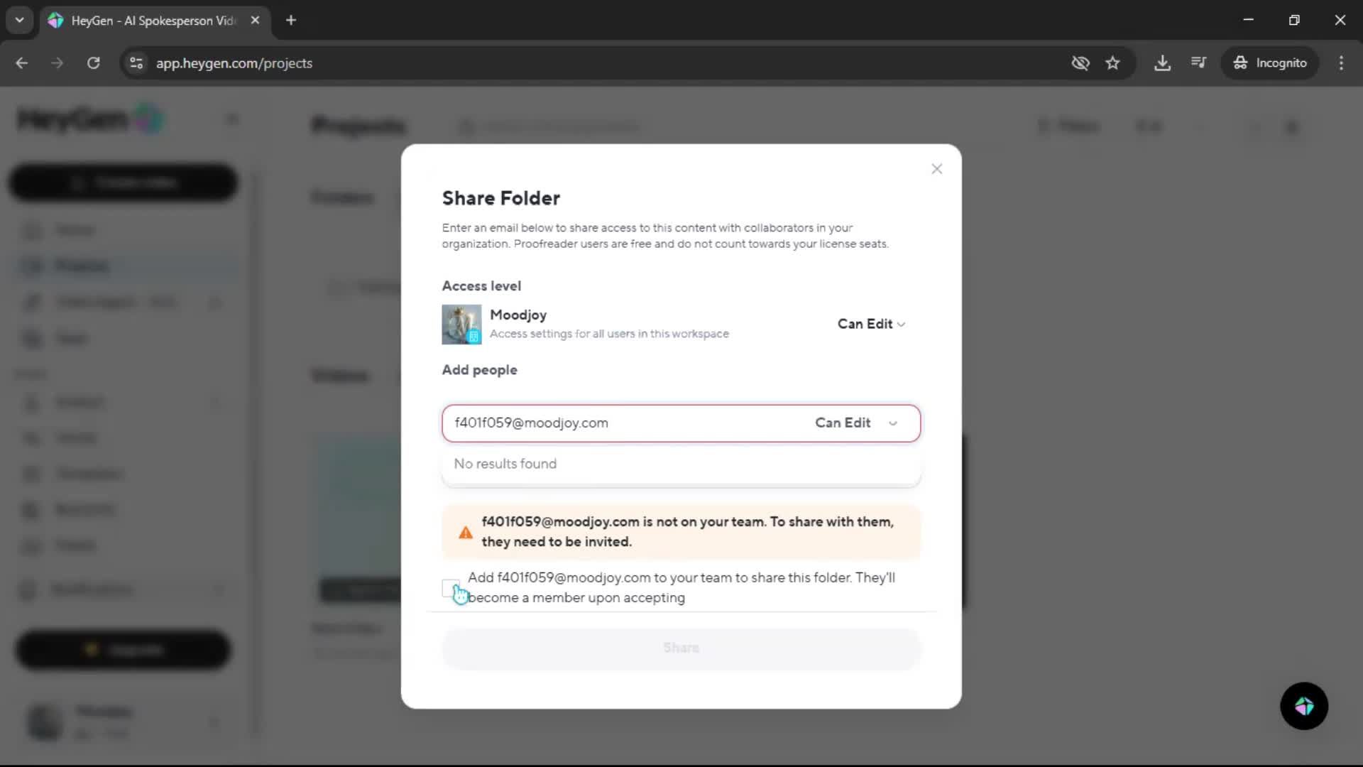 Inviting people screenshot