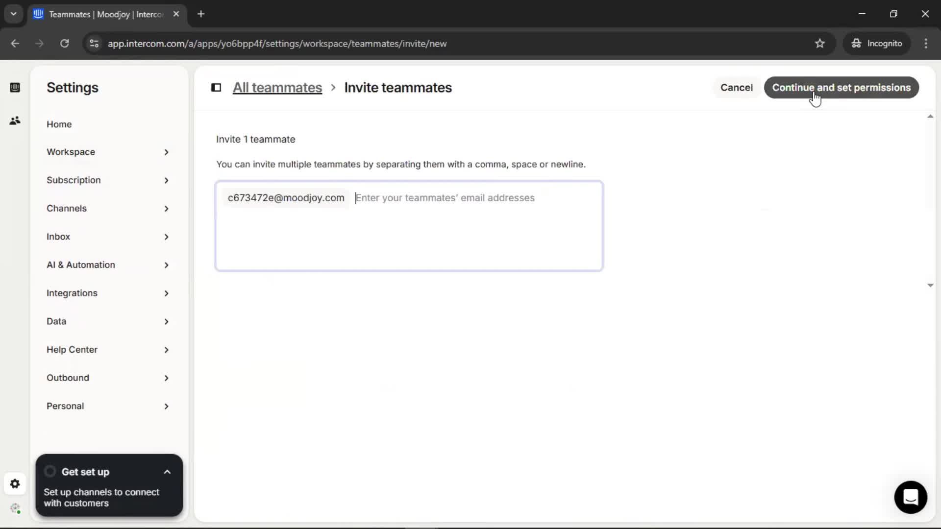 Inviting people screenshot