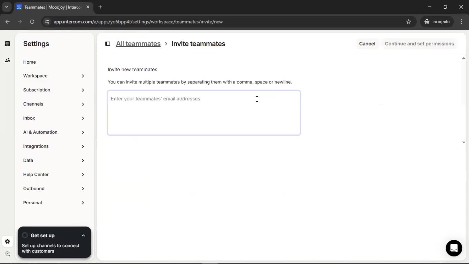 Inviting people screenshot