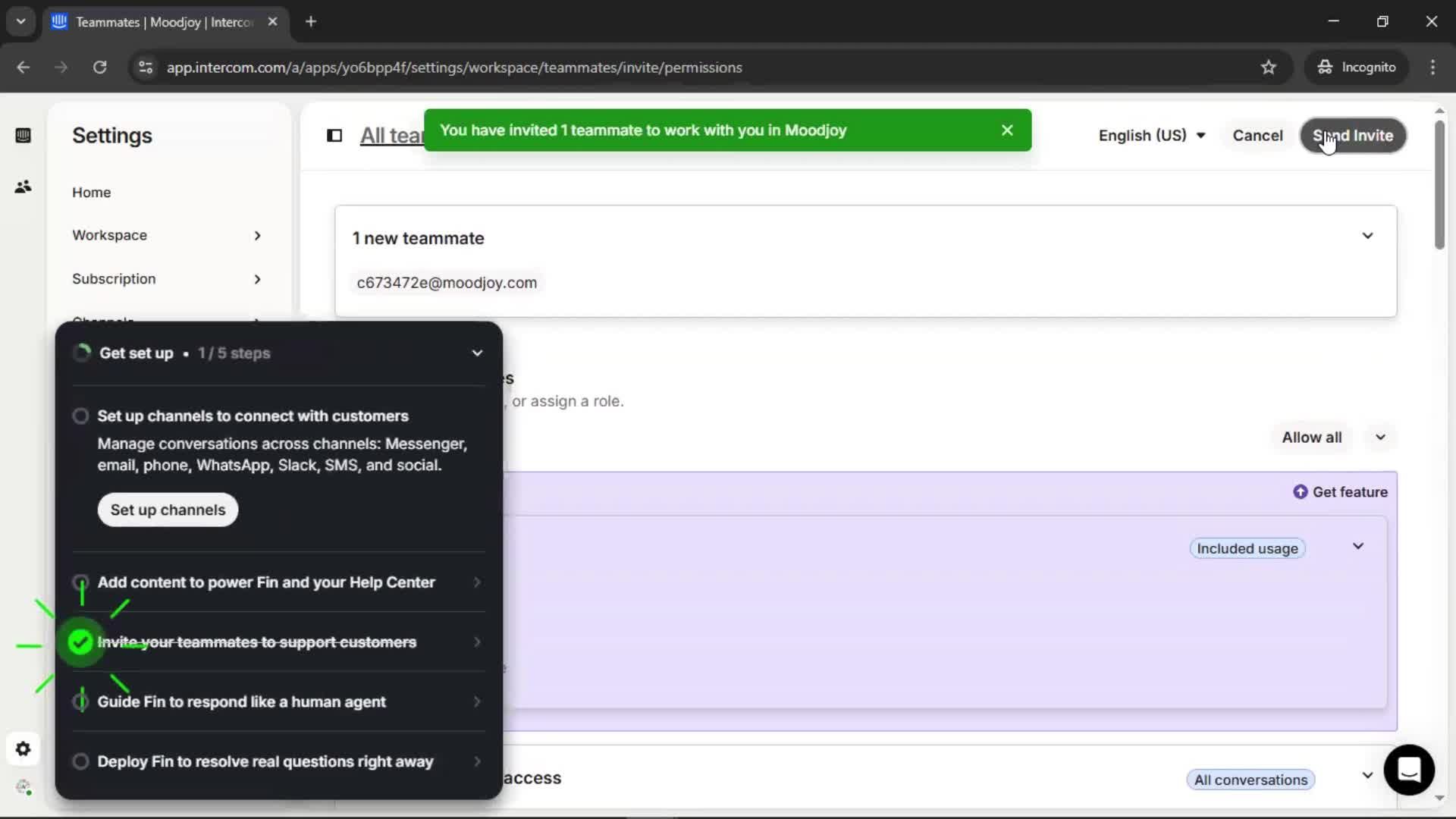 Inviting people screenshot