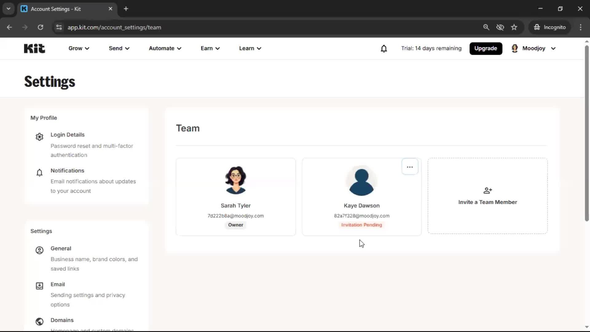 Inviting people screenshot