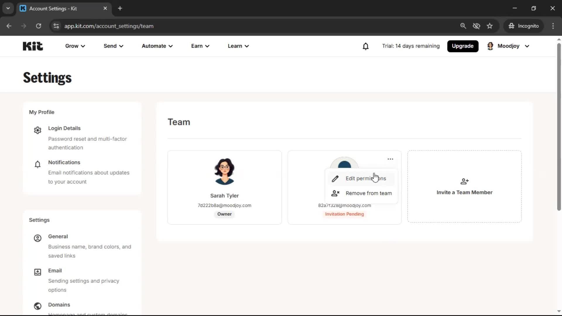 Inviting people screenshot