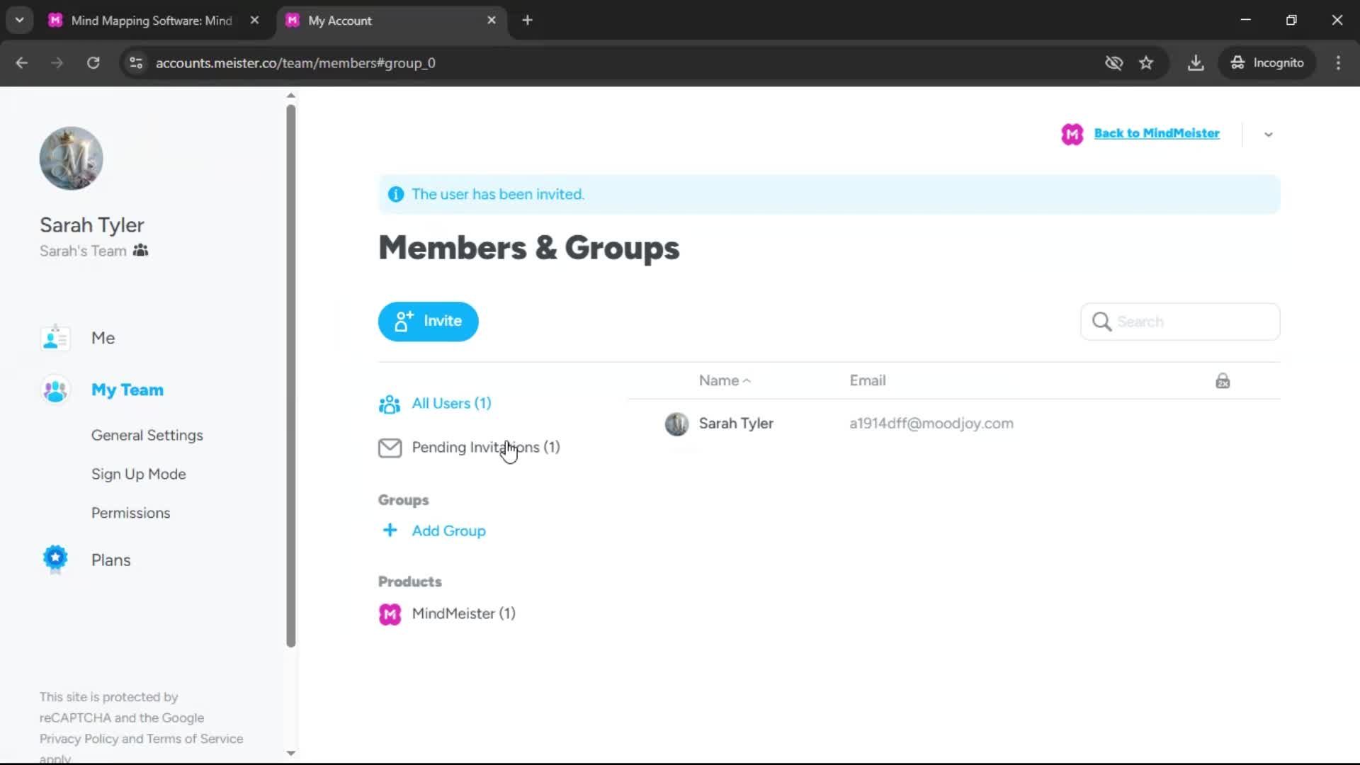 Inviting people screenshot