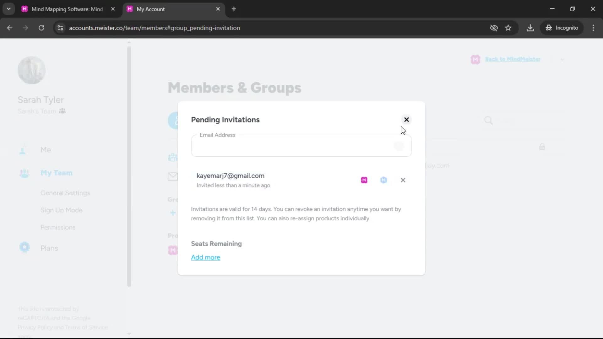 Inviting people screenshot