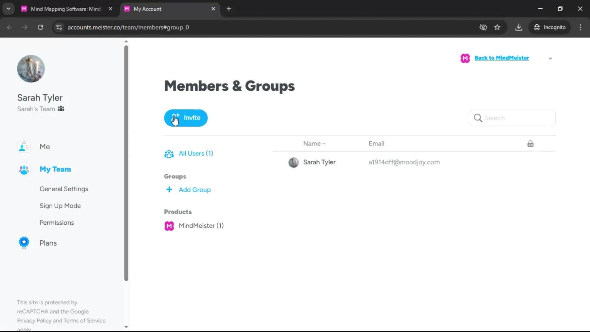 Inviting people screenshot