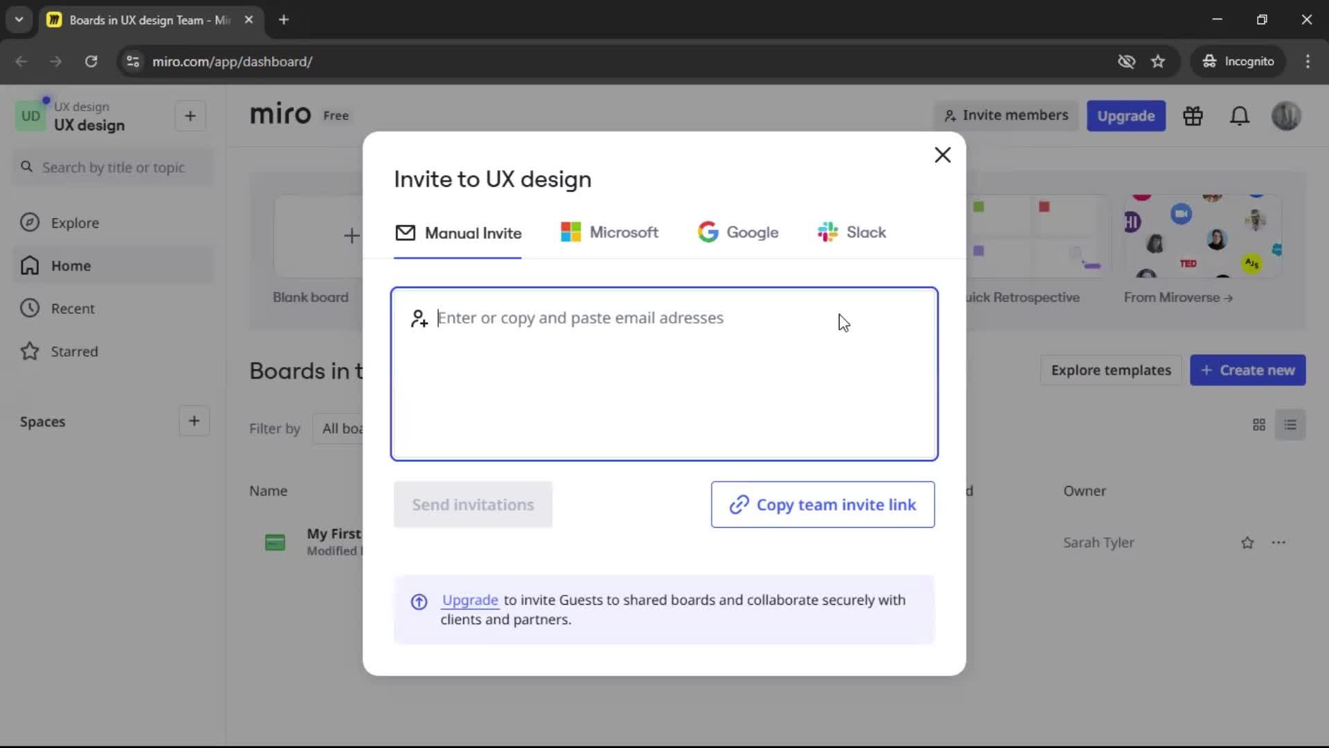 Inviting people screenshot