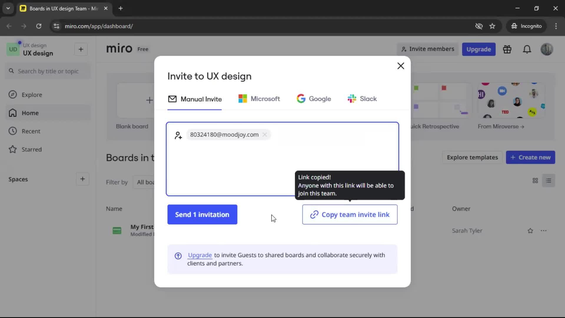 Inviting people screenshot