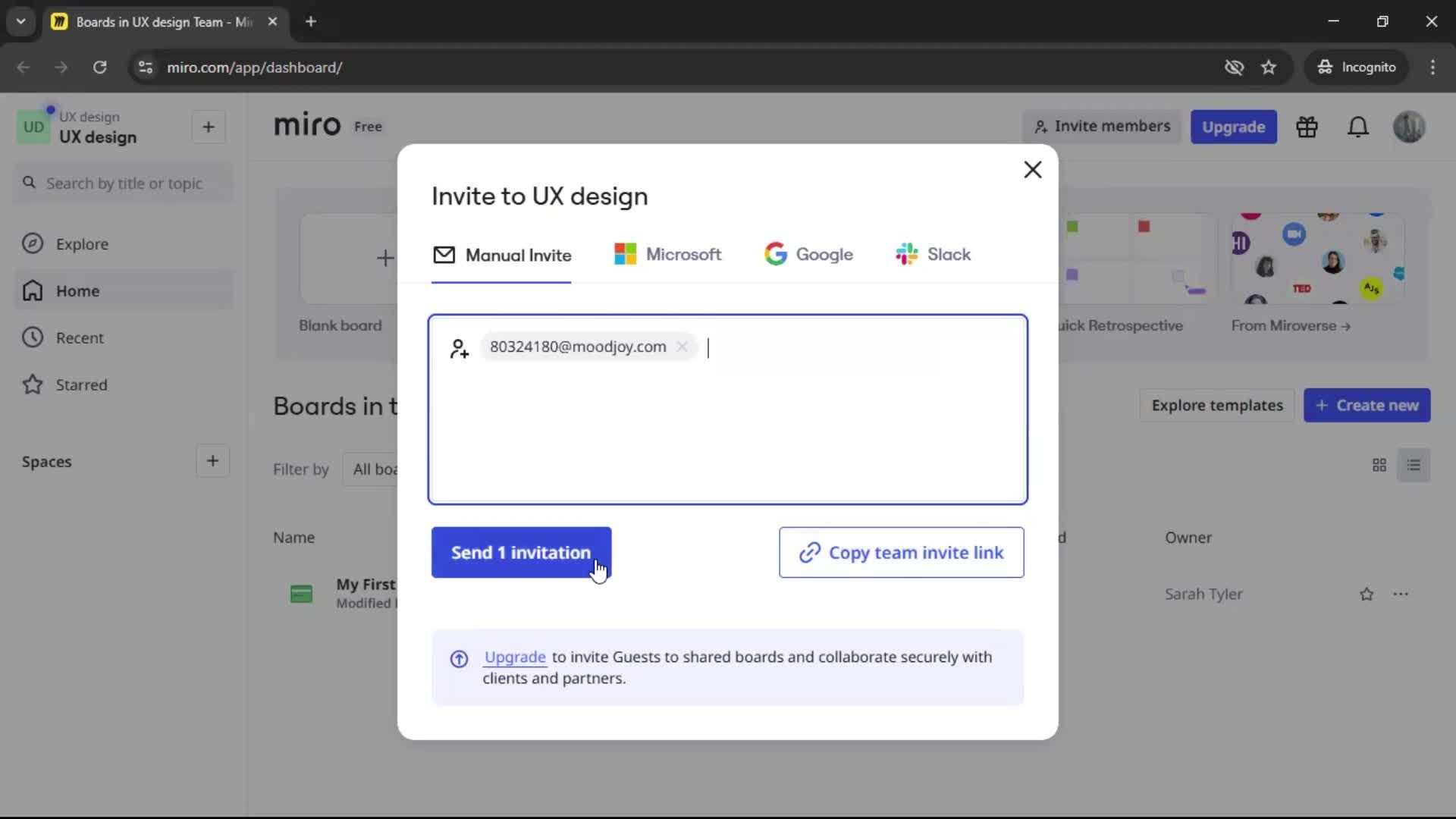 Inviting people screenshot