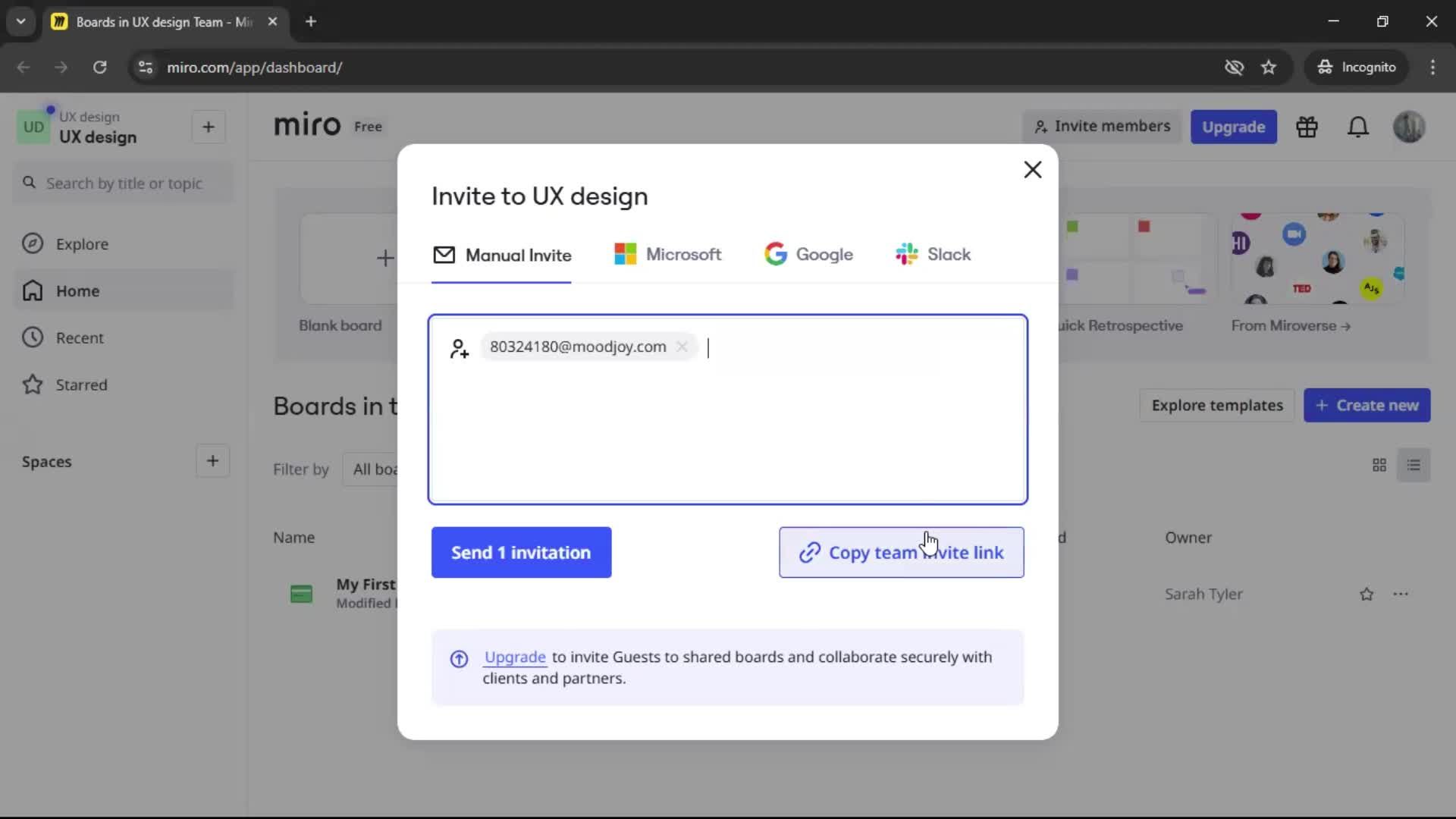 Inviting people screenshot