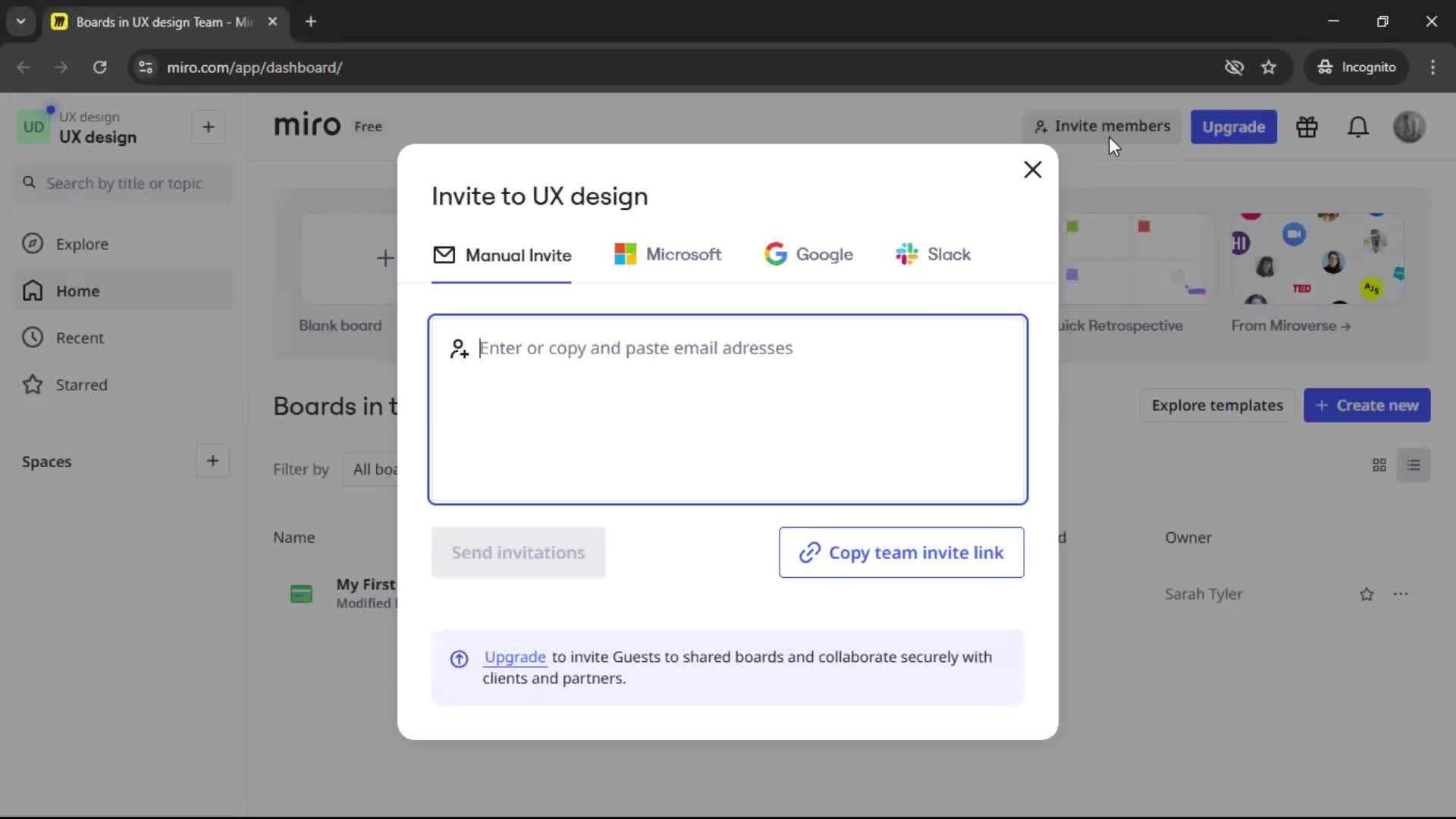 Inviting people screenshot