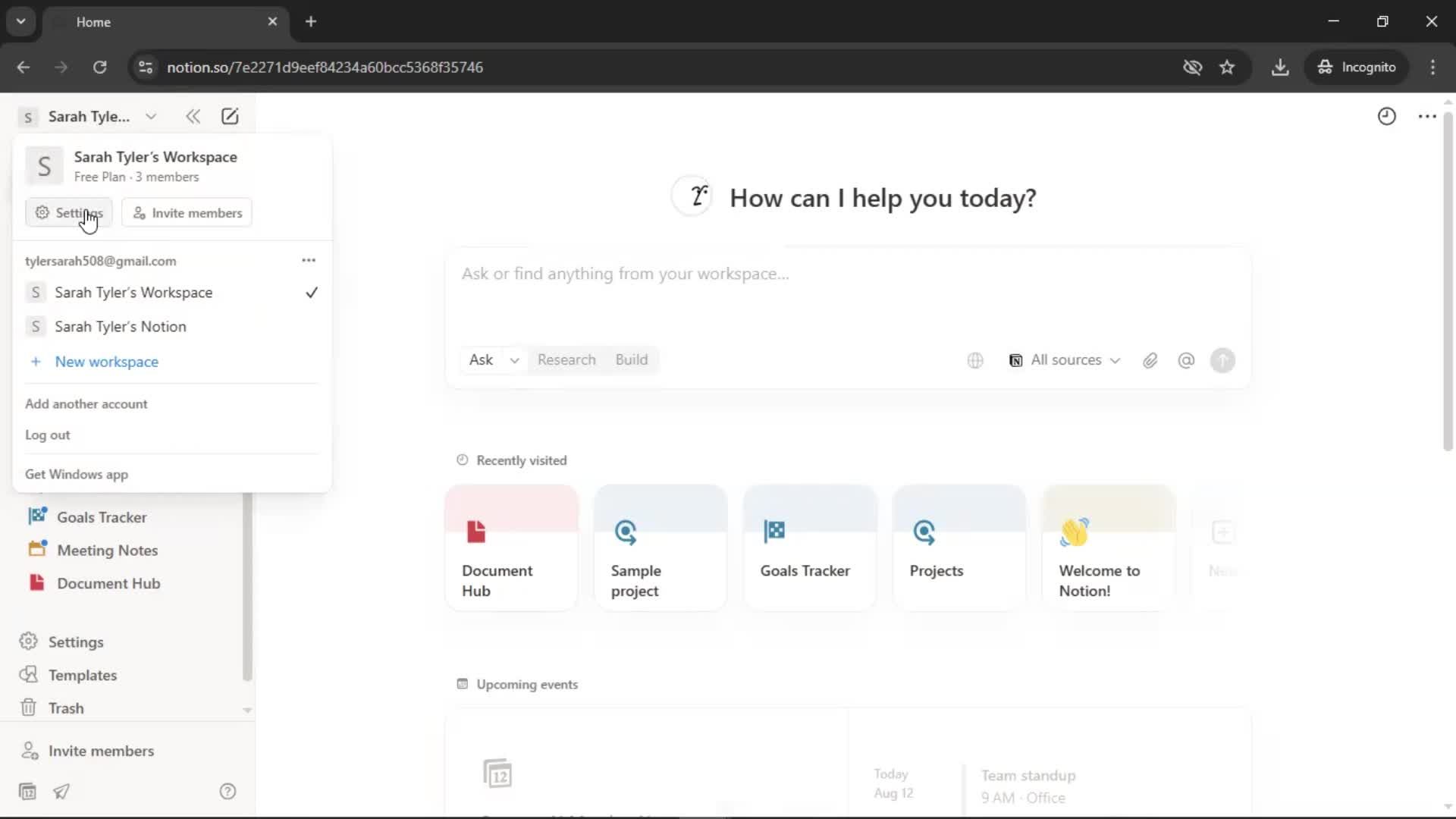 Inviting people screenshot