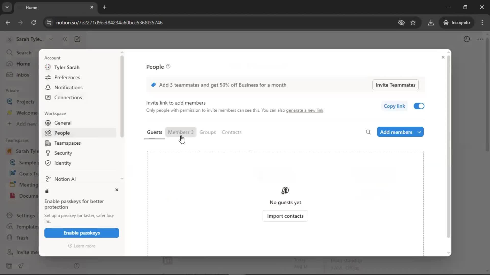 Inviting people screenshot
