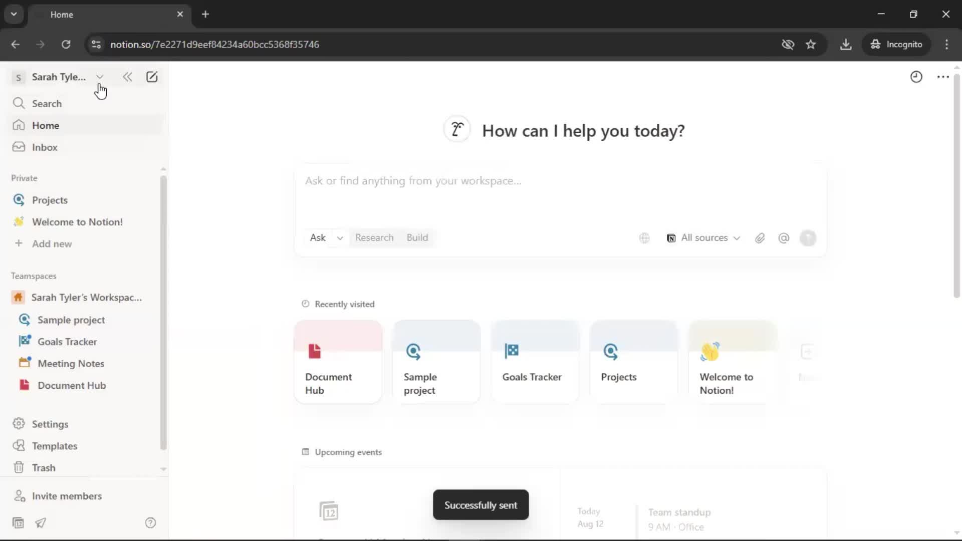 Inviting people screenshot