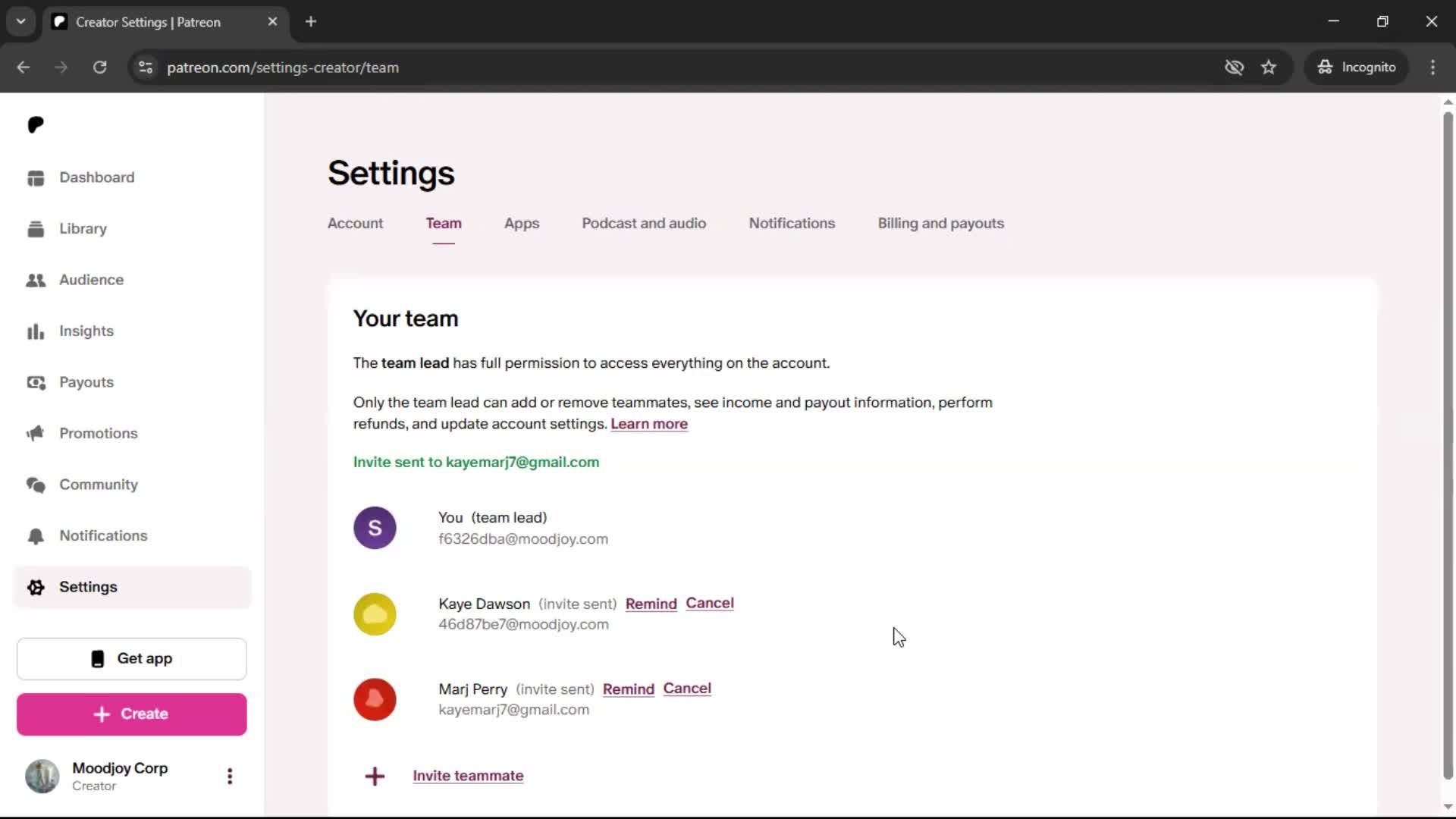 Inviting people screenshot