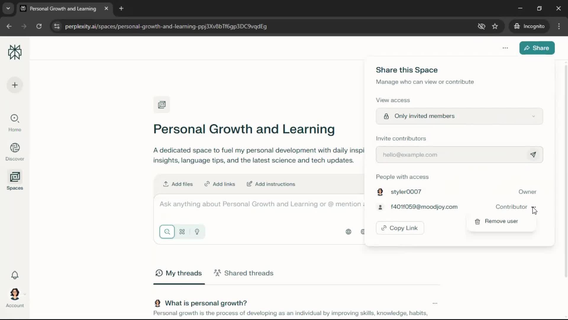 Inviting people screenshot