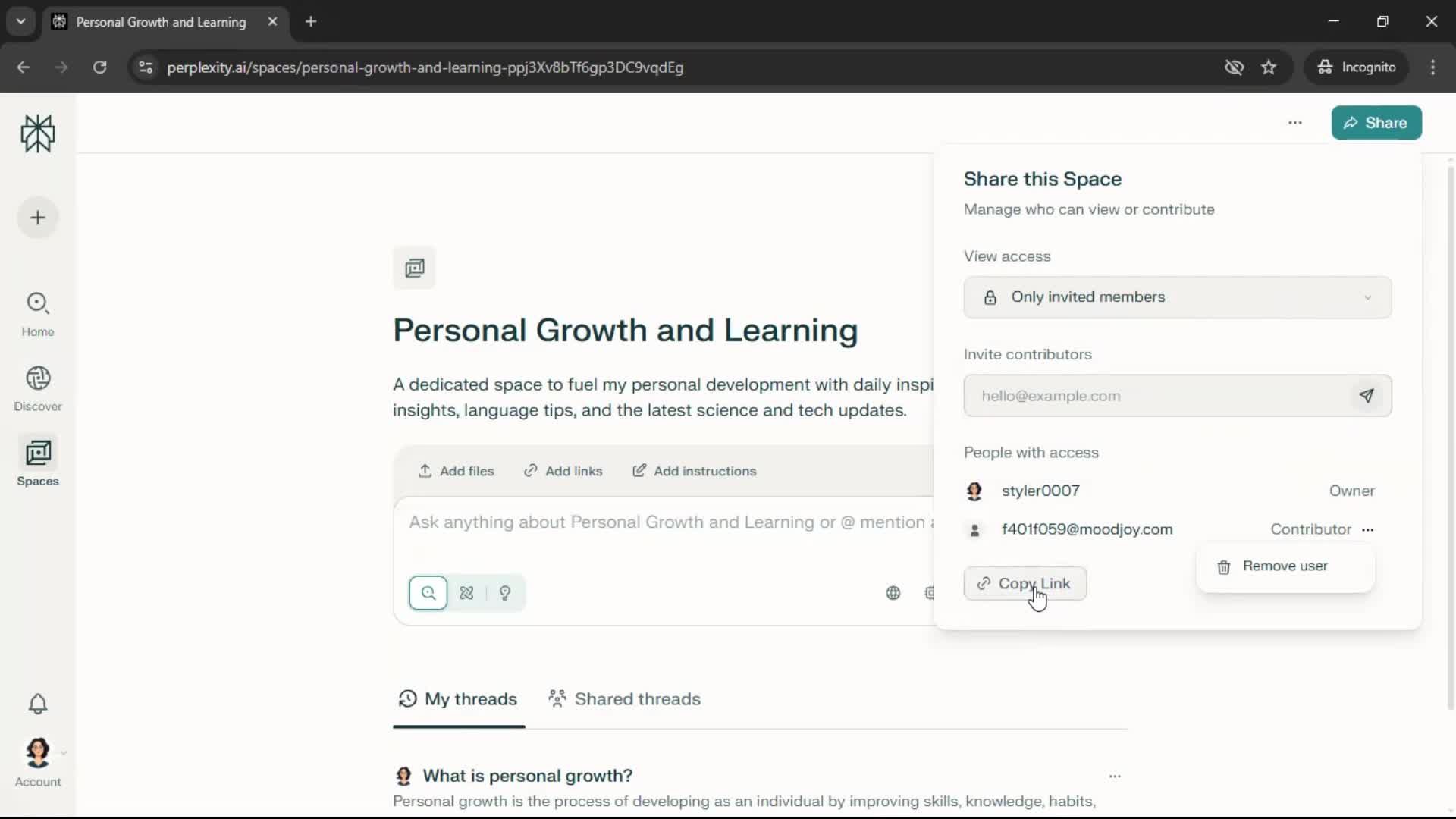 Inviting people screenshot
