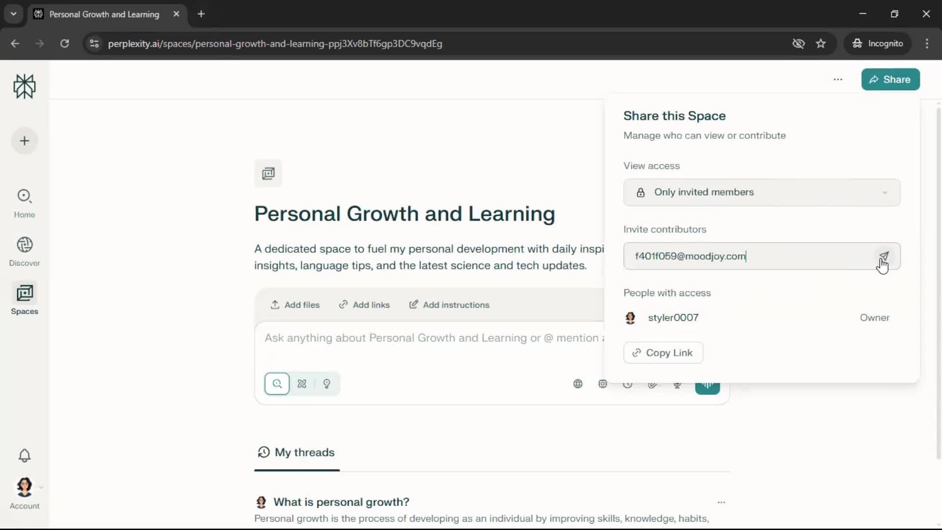 Inviting people screenshot