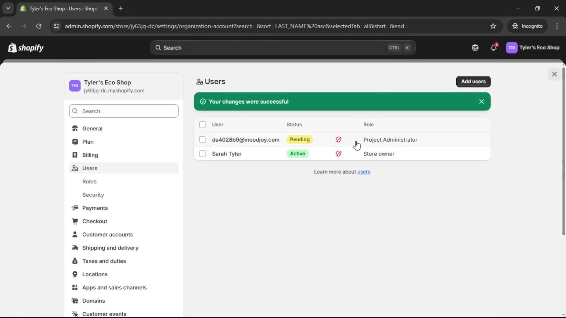 Inviting people screenshot