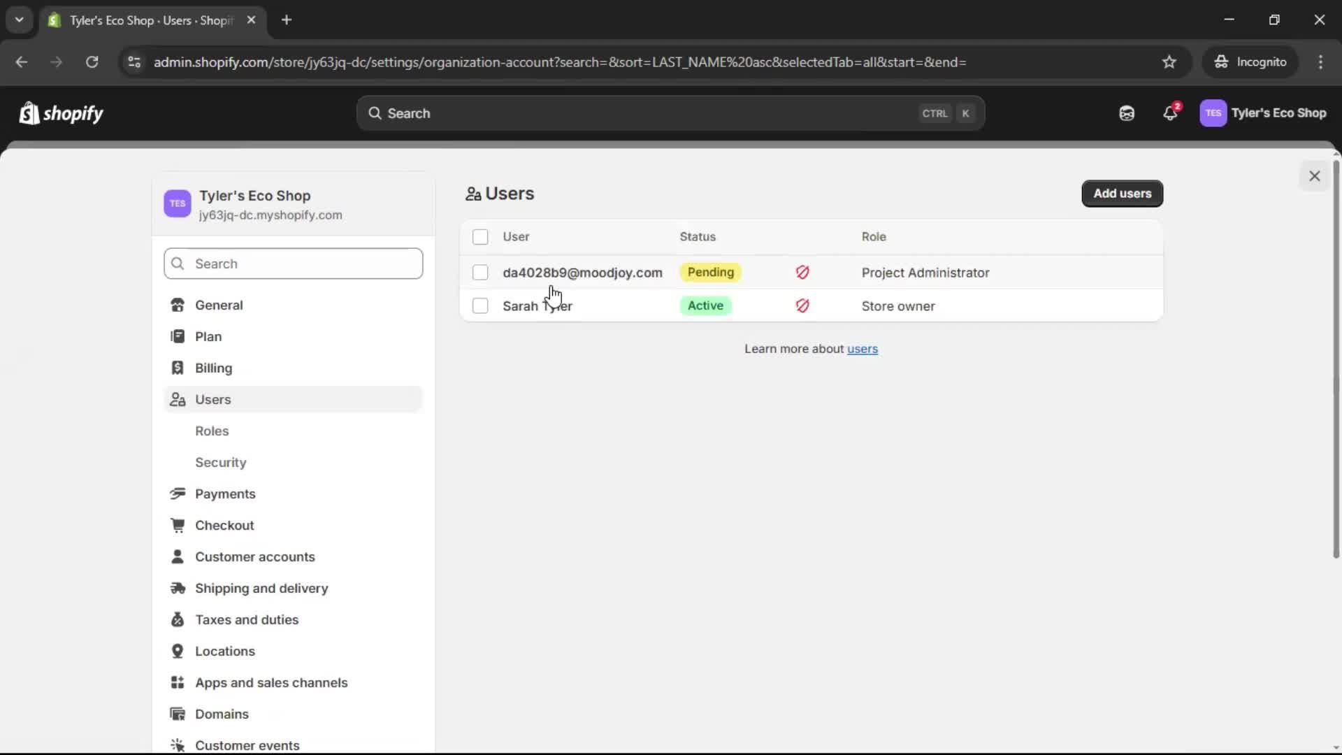 Inviting people screenshot