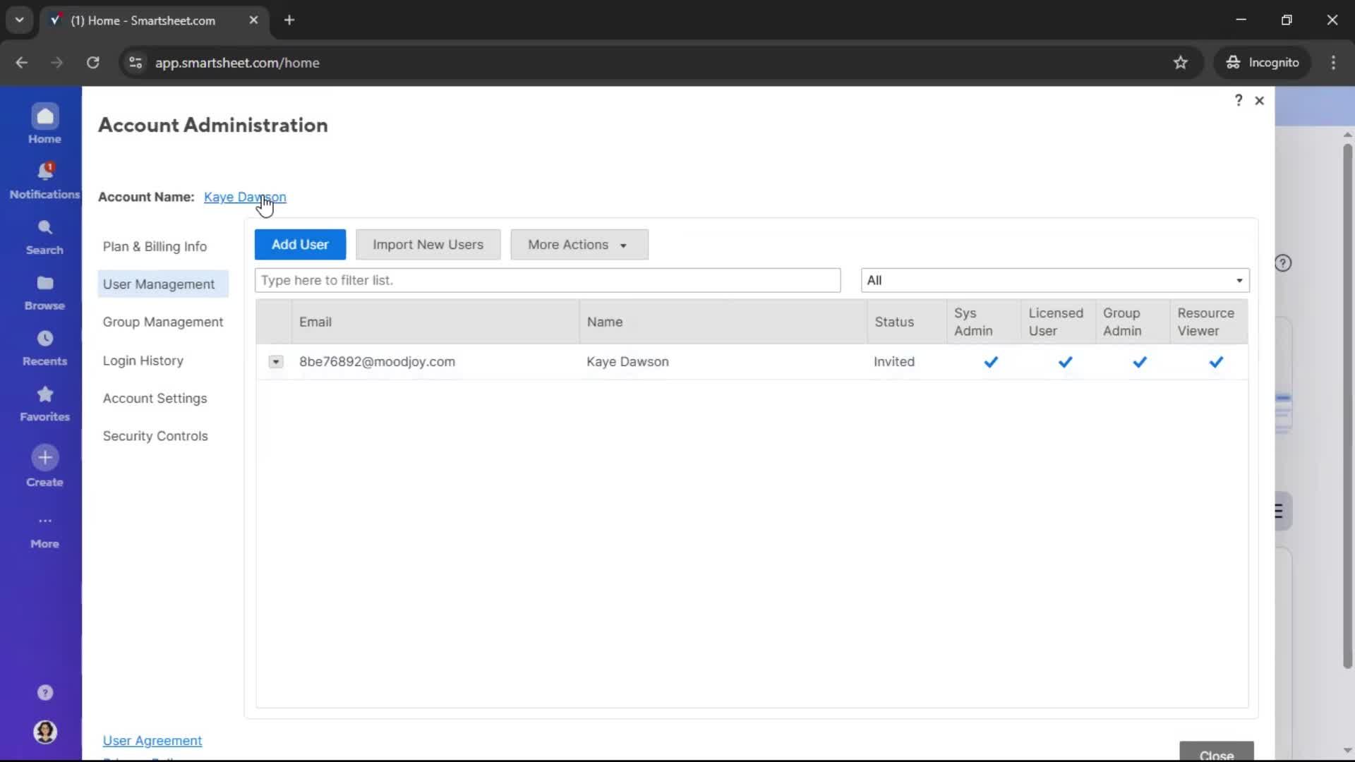Inviting people screenshot