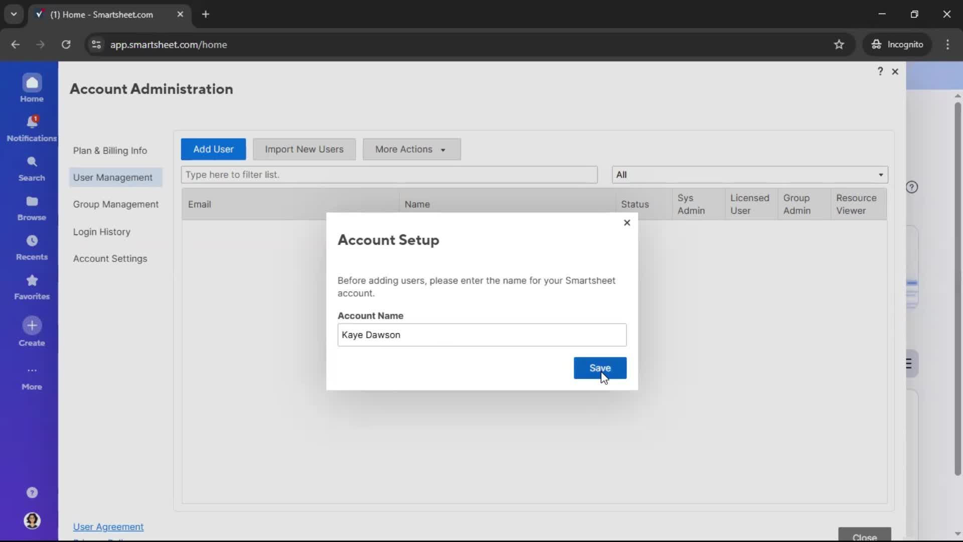 Inviting people screenshot