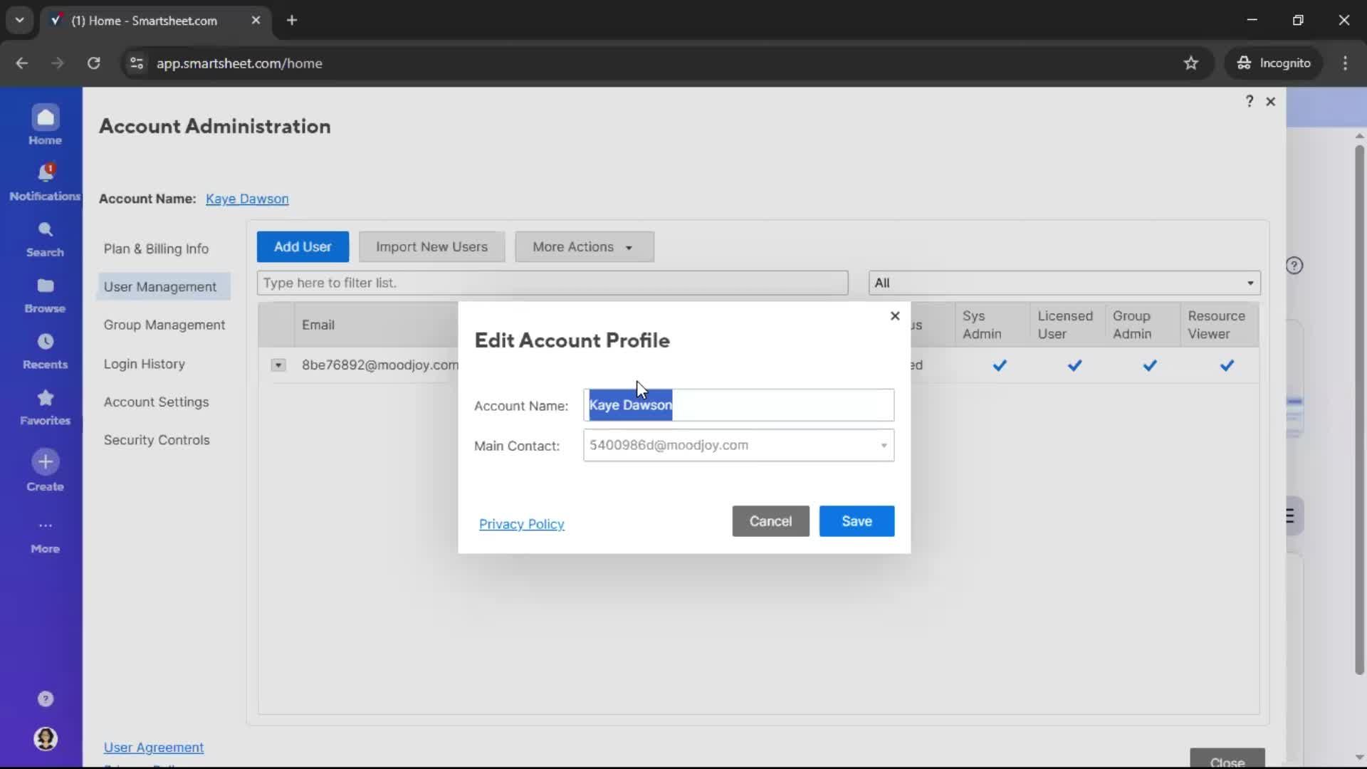 Inviting people screenshot