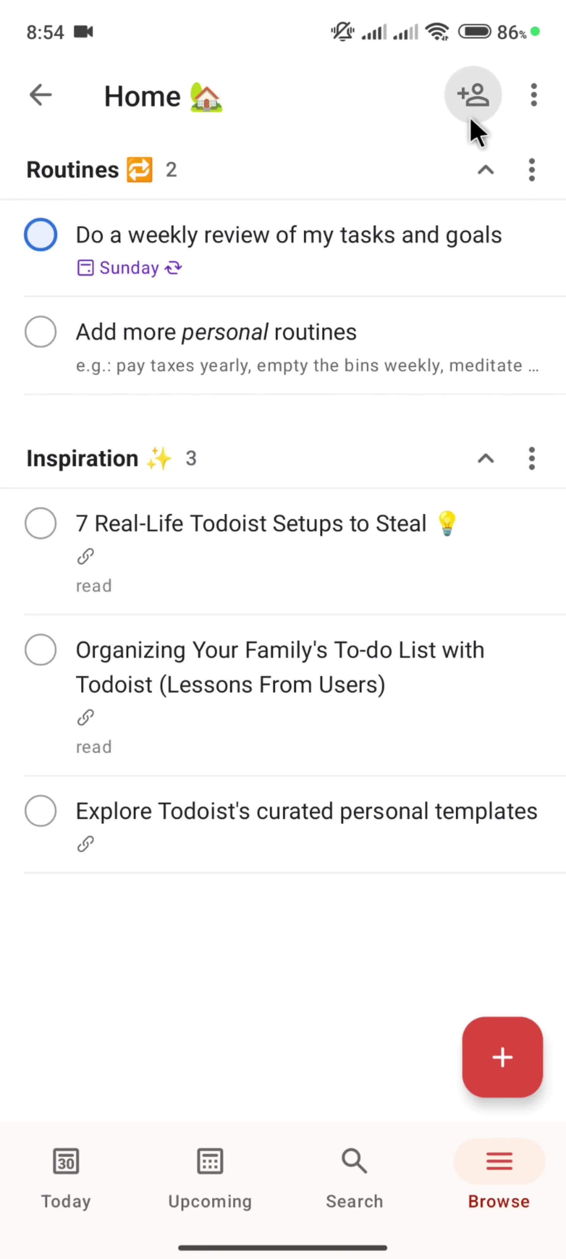 Inviting people screenshot
