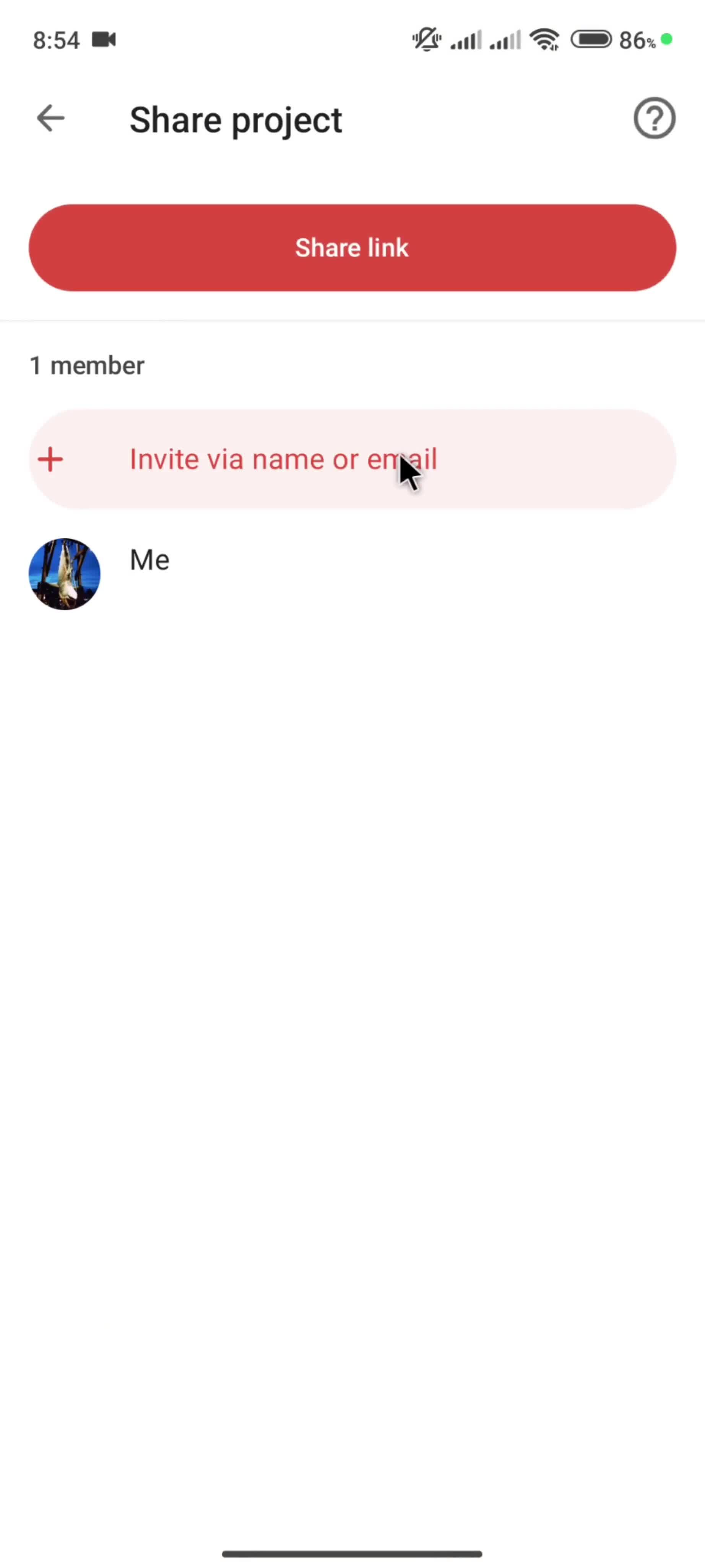 Inviting people screenshot