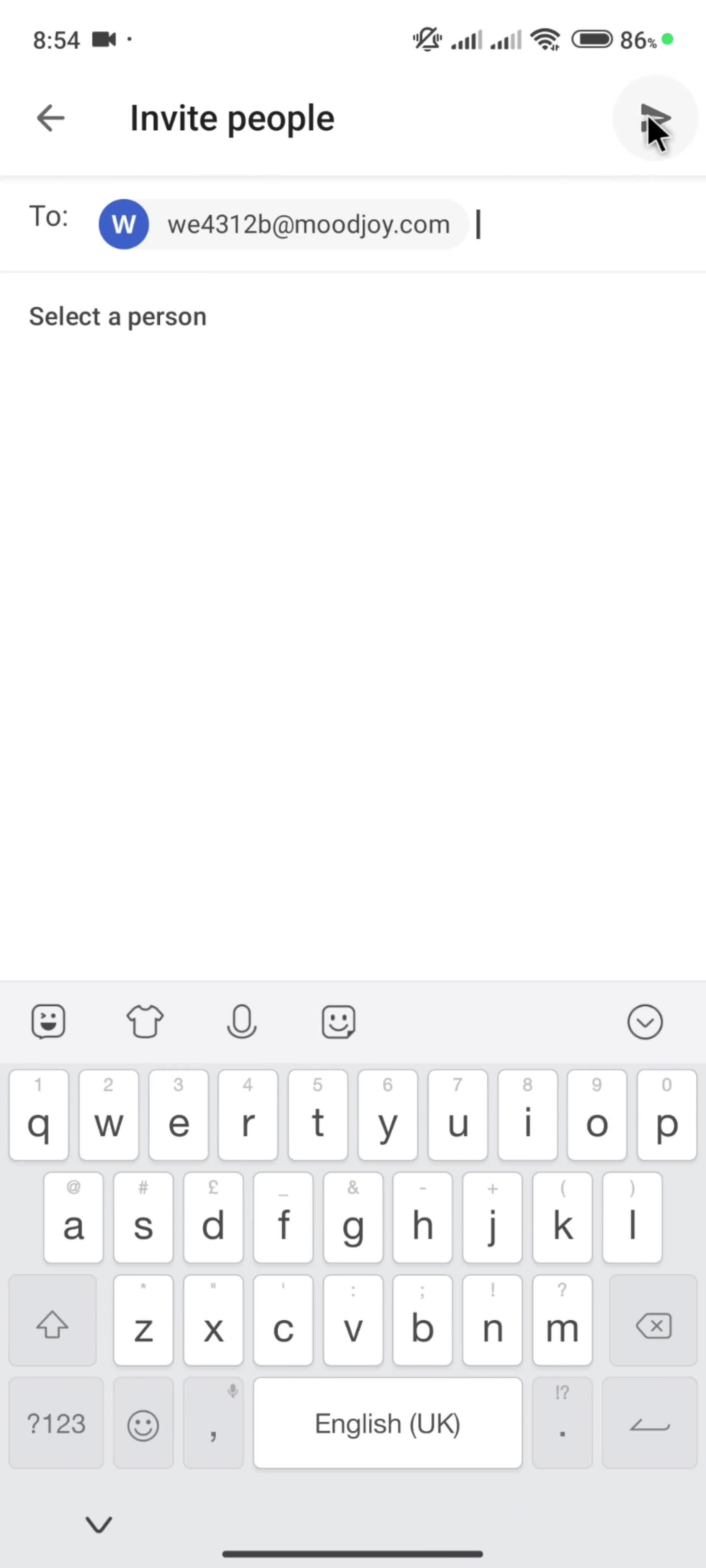 Inviting people screenshot